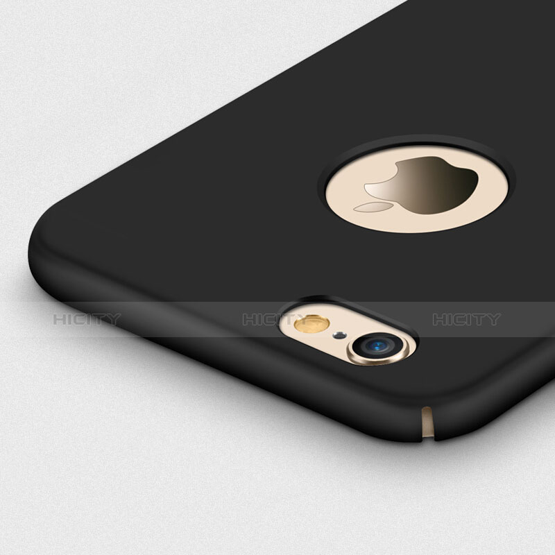 Apple iPhone 6用ハードケース プラスチック 質感もマット ロゴを表示します アンド指輪 アップル ブラック