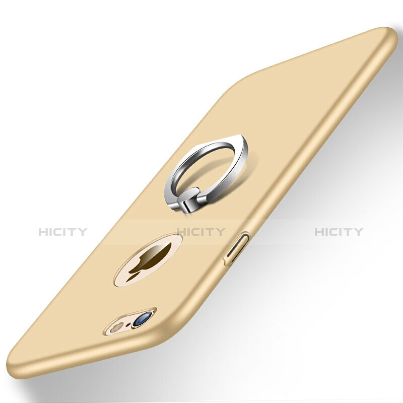 Apple iPhone 6用ハードケース プラスチック 質感もマット アンド指輪 アップル ゴールド