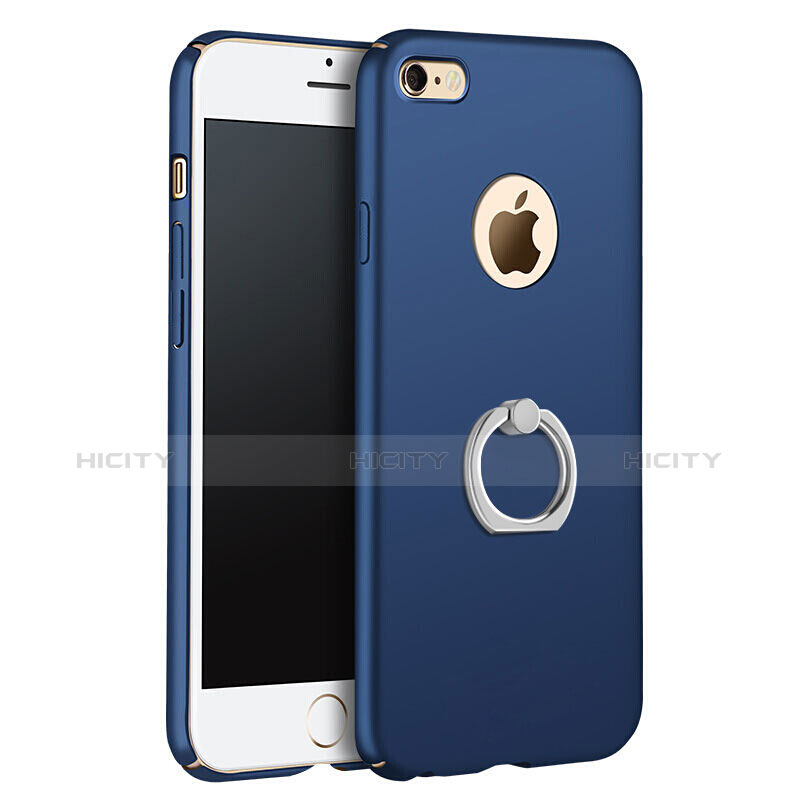 Apple iPhone 6用ハードケース プラスチック 質感もマット アンド指輪 アップル ネイビー