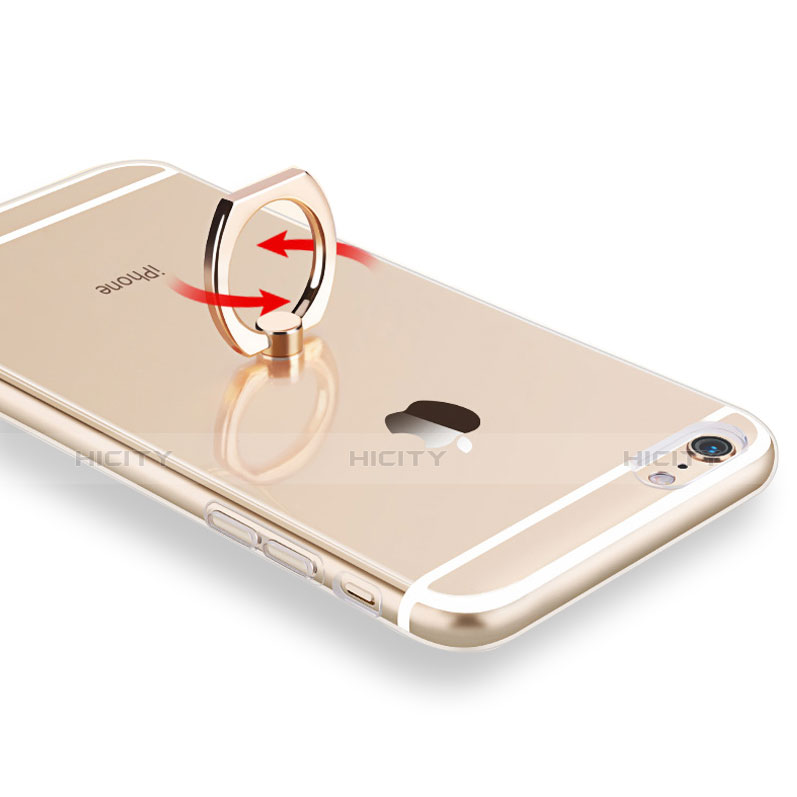 Apple iPhone 6用極薄ソフトケース シリコンケース 耐衝撃 全面保護 クリア透明 アンド指輪 S01 アップル 