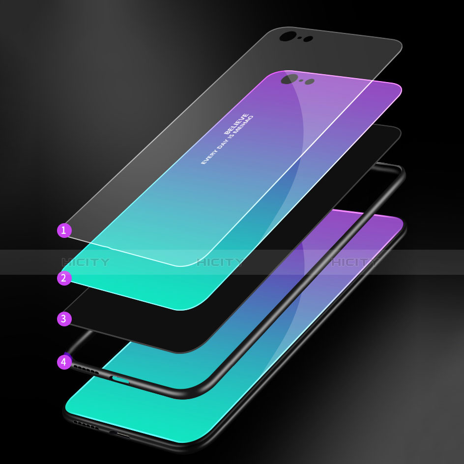 Apple iPhone 6用ハイブリットバンパーケース プラスチック 鏡面 虹 グラデーション 勾配色 カバー アップル 