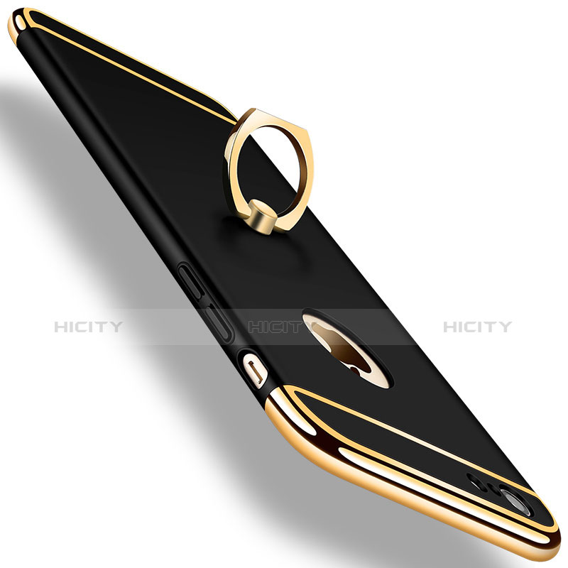 Apple iPhone 6 Plus用ケース 高級感 手触り良い メタル兼プラスチック バンパー アンド指輪 アップル ブラック