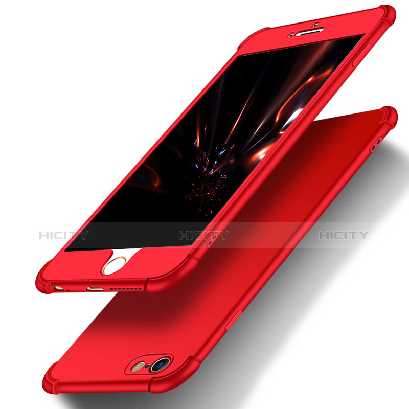 Apple iPhone 6 Plus用ハードケース プラスチック 質感もマット 前面と背面 360度 フルカバー M01 アップル レッド