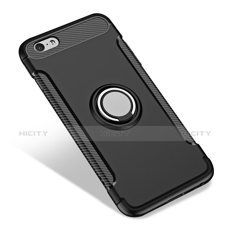 Apple iPhone 6 Plus用ハイブリットバンパーケース プラスチック アンド指輪 アップル ブラック