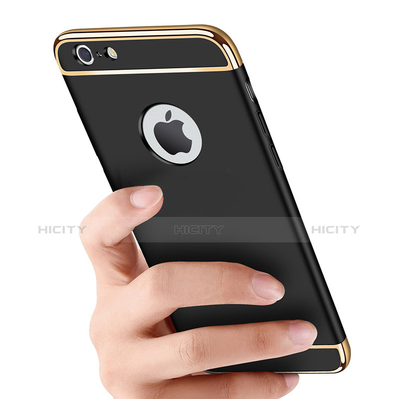 Apple iPhone 6 Plus用ケース 高級感 手触り良い メタル兼プラスチック バンパー M01 アップル ブラック