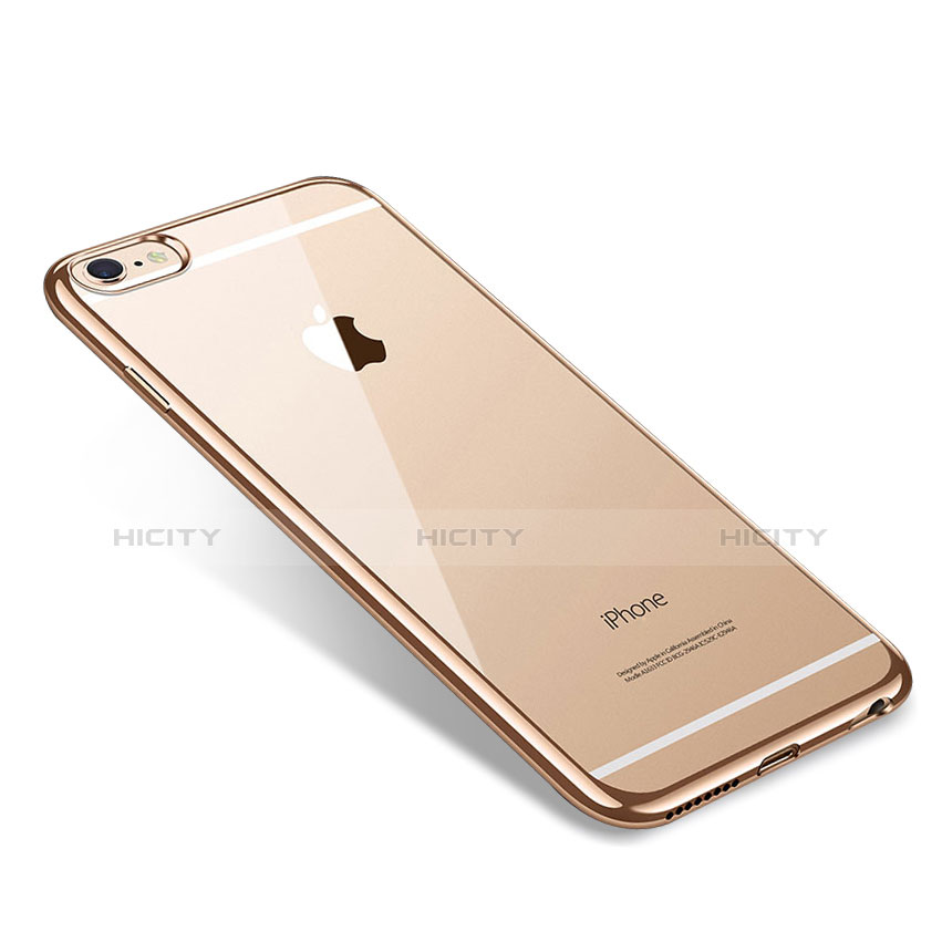 Apple iPhone 6 Plus用極薄ソフトケース シリコンケース 耐衝撃 全面保護 クリア透明 T09 アップル ゴールド