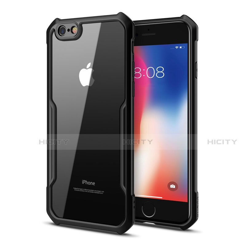 Apple iPhone 6 Plus用ハイブリットバンパーケース クリア透明 プラスチック 鏡面 カバー アップル ブラック