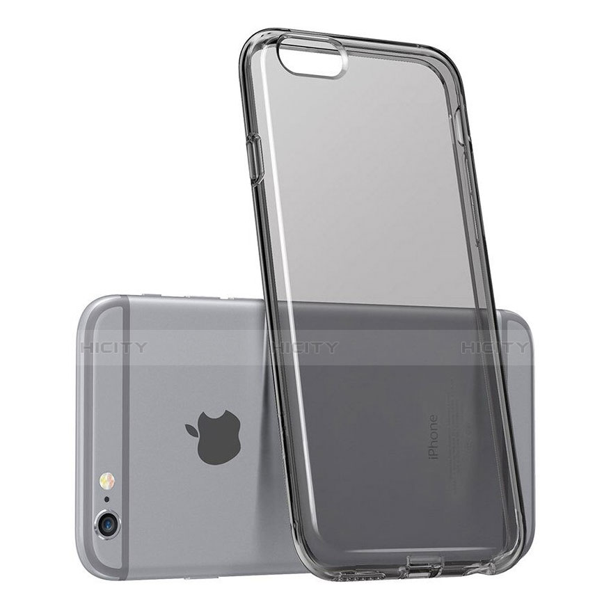Apple iPhone 6 Plus用極薄ソフトケース シリコンケース 耐衝撃 全面保護 クリア透明 アップル ダークグレー