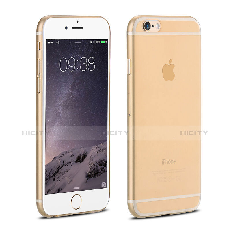 Apple iPhone 6 Plus用極薄ケース クリア透明 プラスチック アップル ゴールド