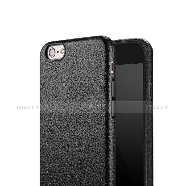 Apple iPhone 6 Plus用ハードケース プラスチック レザー柄 アップル ブラック