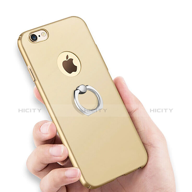 Apple iPhone 6 Plus用ハードケース プラスチック 質感もマット アンド指輪 アップル ゴールド