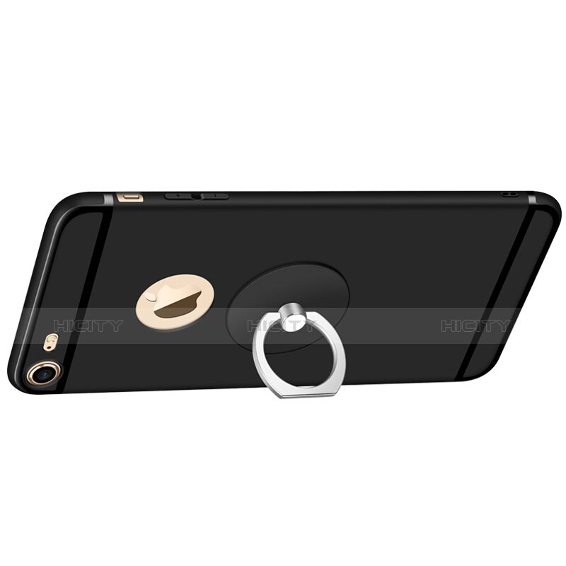 Apple iPhone 6 Plus用極薄ソフトケース シリコンケース 耐衝撃 全面保護 アンド指輪 アップル ブラック