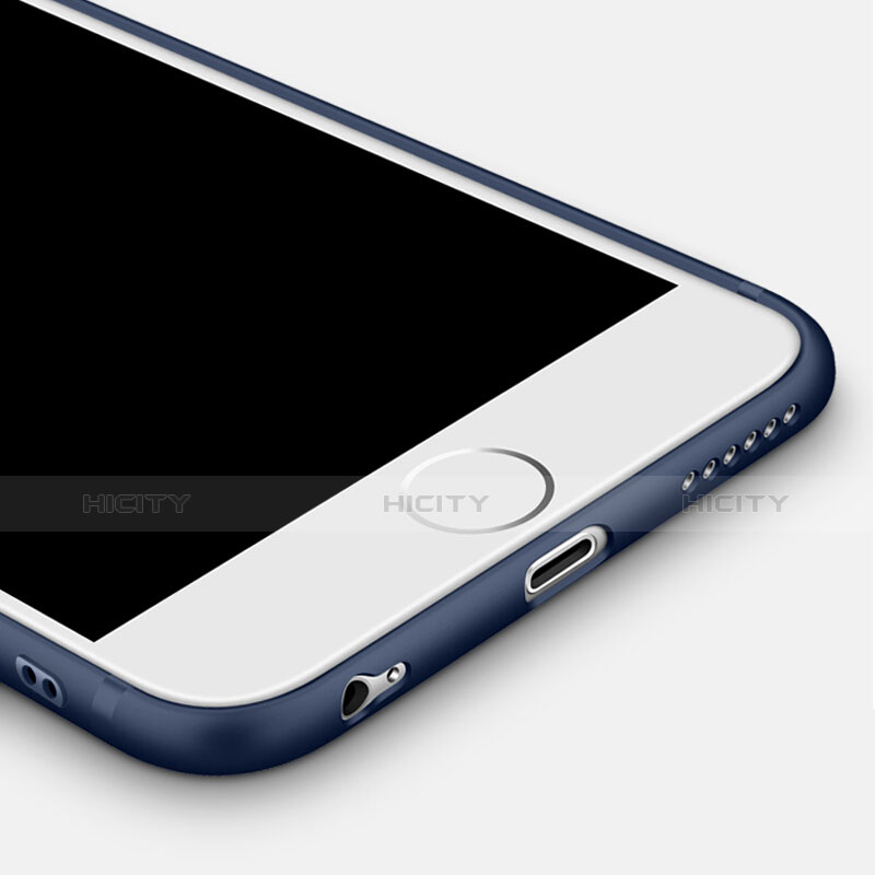 Apple iPhone 6 Plus用極薄ソフトケース シリコンケース 耐衝撃 全面保護 アンド指輪 アップル ネイビー