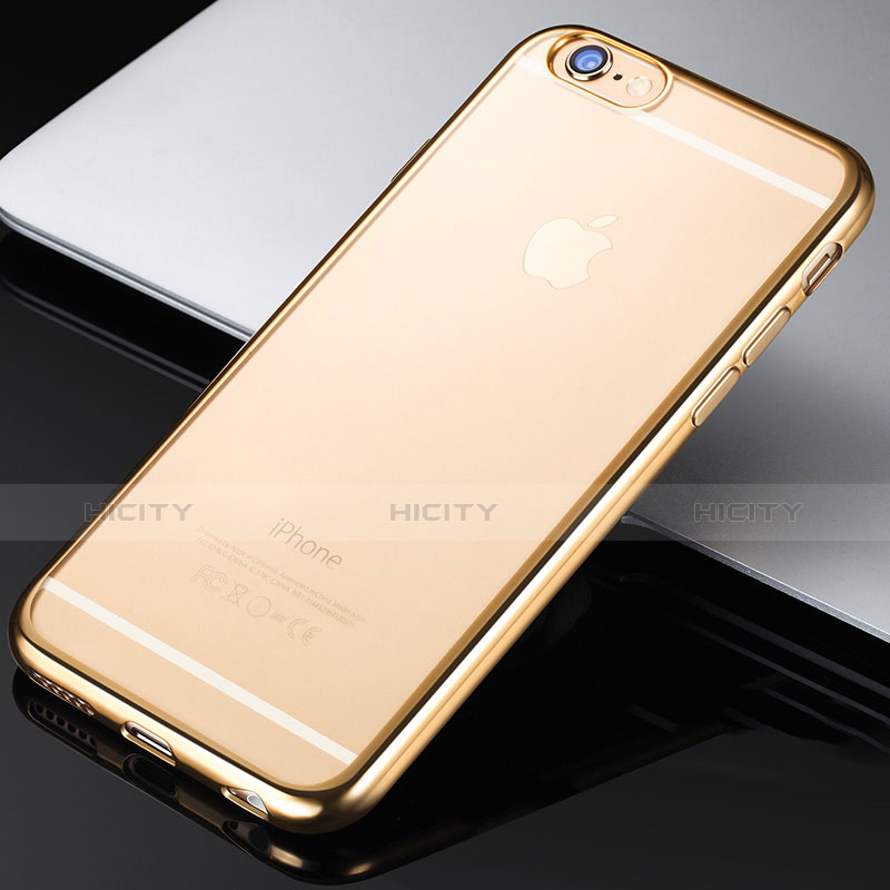Apple iPhone 6S用極薄ソフトケース シリコンケース 耐衝撃 全面保護 クリア透明 H03 アップル ゴールド