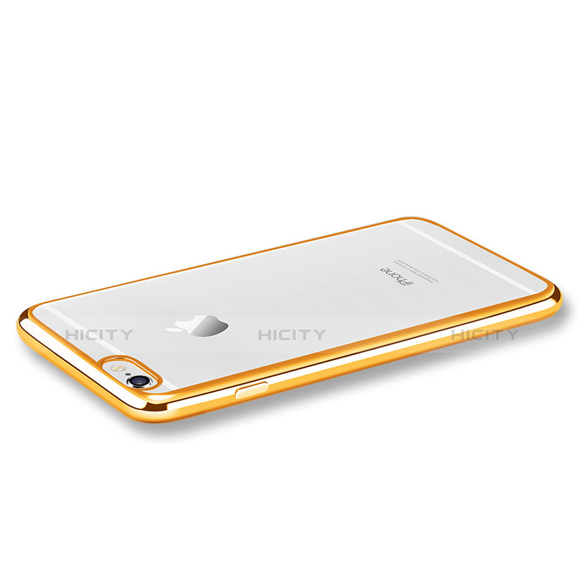 Apple iPhone 6S用極薄ソフトケース シリコンケース 耐衝撃 全面保護 クリア透明 H02 アップル ゴールド