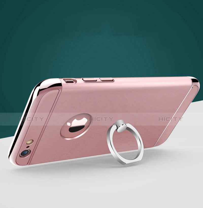 Apple iPhone 6S用ケース 高級感 手触り良い メタル兼プラスチック バンパー アンド指輪 アップル ローズゴールド