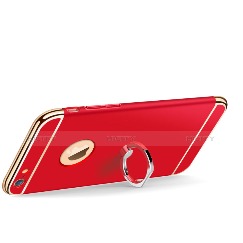 Apple iPhone 6S用ケース 高級感 手触り良い メタル兼プラスチック バンパー アンド指輪 アップル レッド