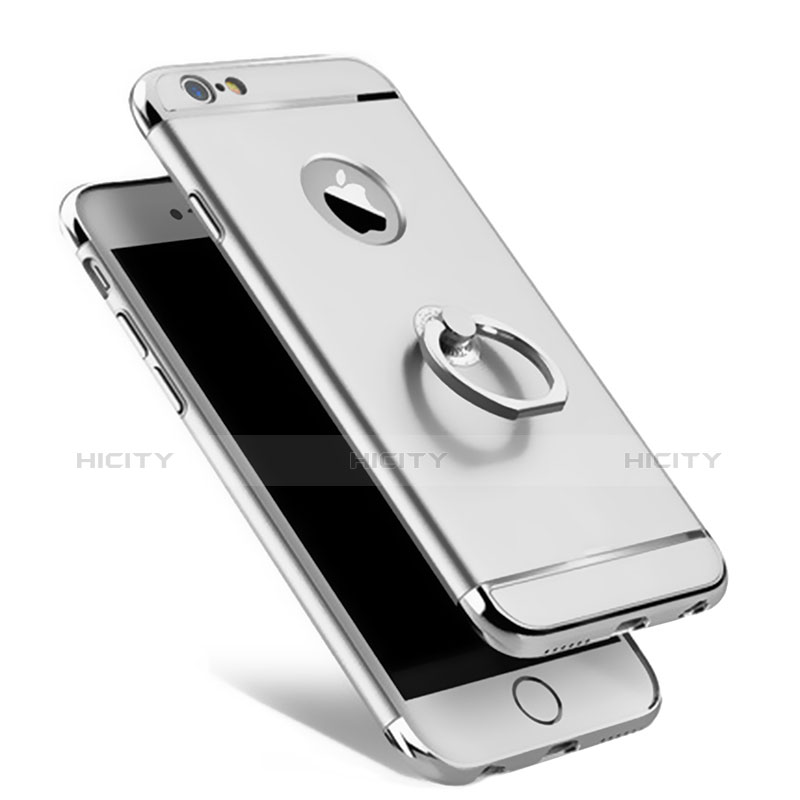 Apple iPhone 6S用ケース 高級感 手触り良い メタル兼プラスチック バンパー アンド指輪 アップル シルバー