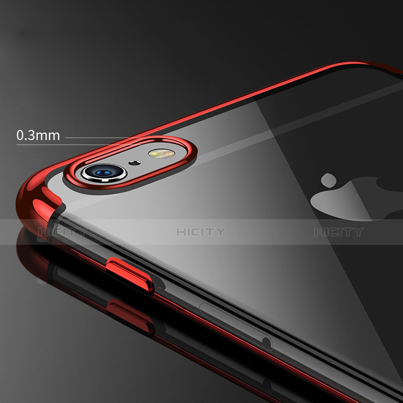 Apple iPhone 6S用極薄ソフトケース シリコンケース 耐衝撃 全面保護 クリア透明 H05 アップル レッド