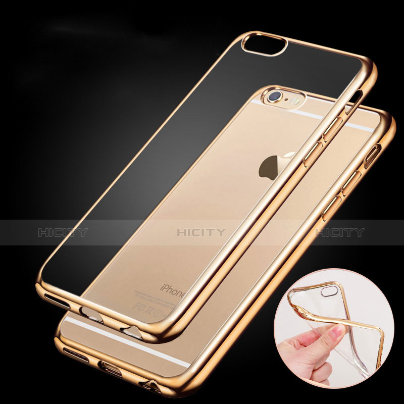 Apple iPhone 6S用極薄ソフトケース シリコンケース 耐衝撃 全面保護 クリア透明 H06 アップル ゴールド