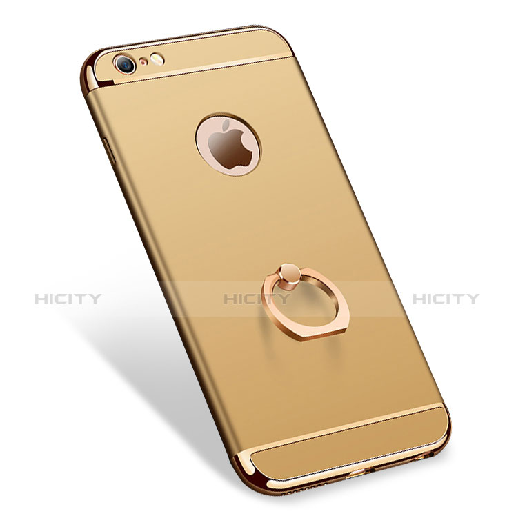 Apple iPhone 6S用ケース 高級感 手触り良い メタル兼プラスチック バンパー アンド指輪 A01 アップル ゴールド