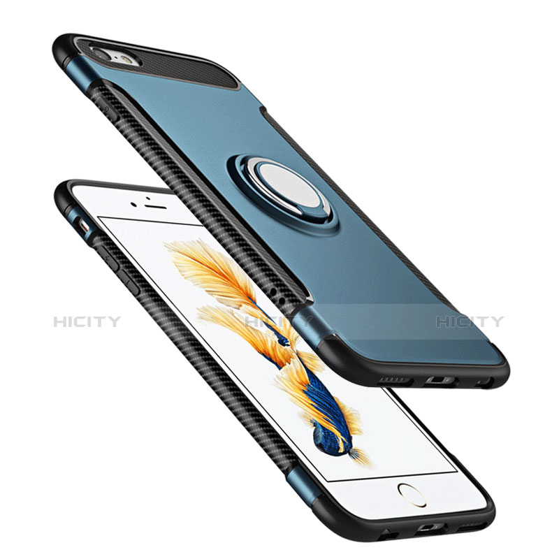 Apple iPhone 6S用ハイブリットバンパーケース プラスチック アンド指輪 アップル ネイビー