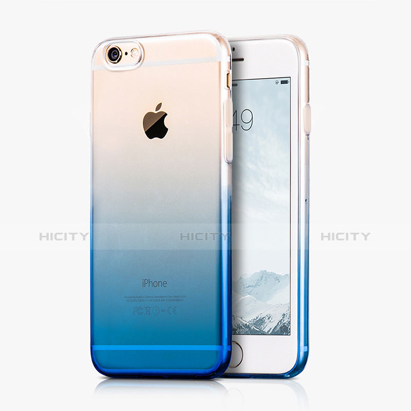 Apple iPhone 6S用ハードケース グラデーション 勾配色 クリア透明 アップル ネイビー