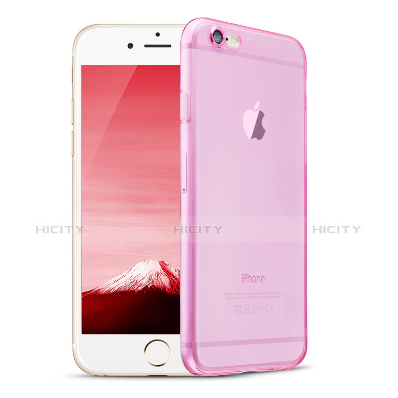 Apple iPhone 6S用極薄ソフトケース シリコンケース 耐衝撃 全面保護 クリア透明 H08 アップル ピンク