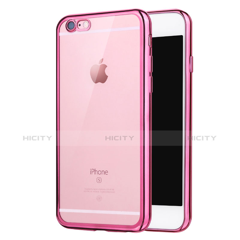 Apple iPhone 6S用極薄ソフトケース シリコンケース 耐衝撃 全面保護 クリア透明 H16 アップル ピンク