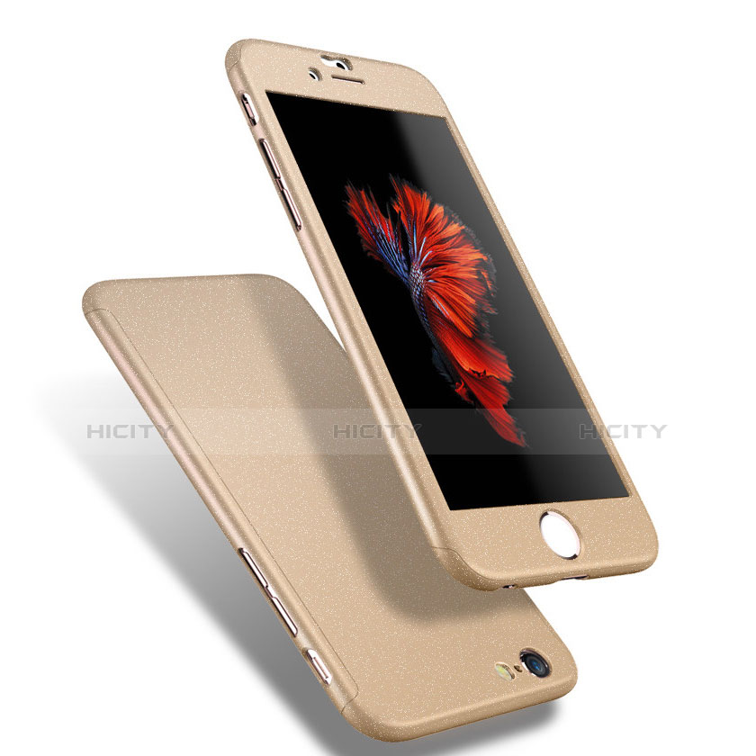 Apple iPhone 6S用ハードケース プラスチック 質感もマット 前面と背面 360度 フルカバー Q01 アップル ゴールド
