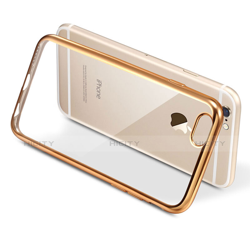 Apple iPhone 6S用極薄ソフトケース シリコンケース 耐衝撃 全面保護 クリア透明 T16 アップル ゴールド