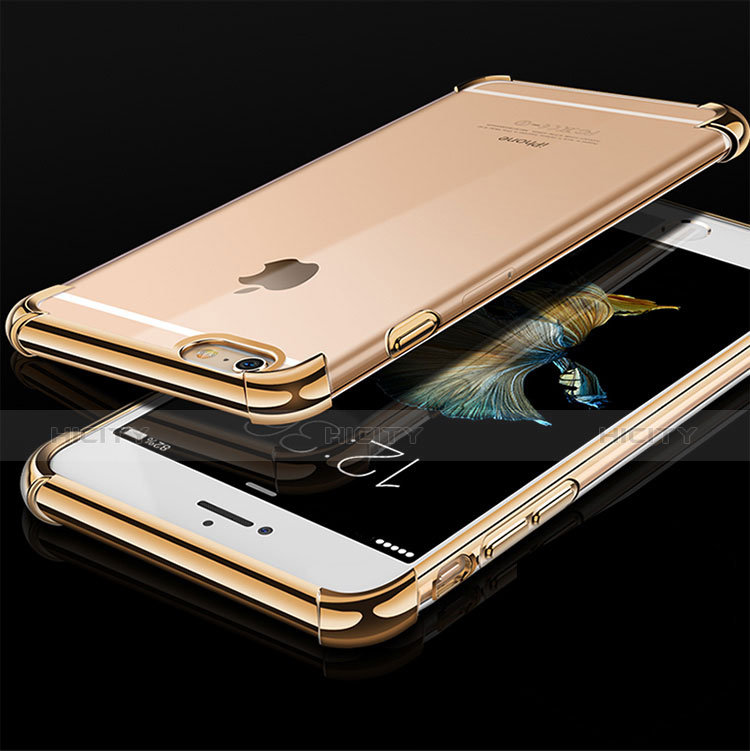 Apple iPhone 6S用極薄ソフトケース シリコンケース 耐衝撃 全面保護 クリア透明 HC01 アップル ゴールド