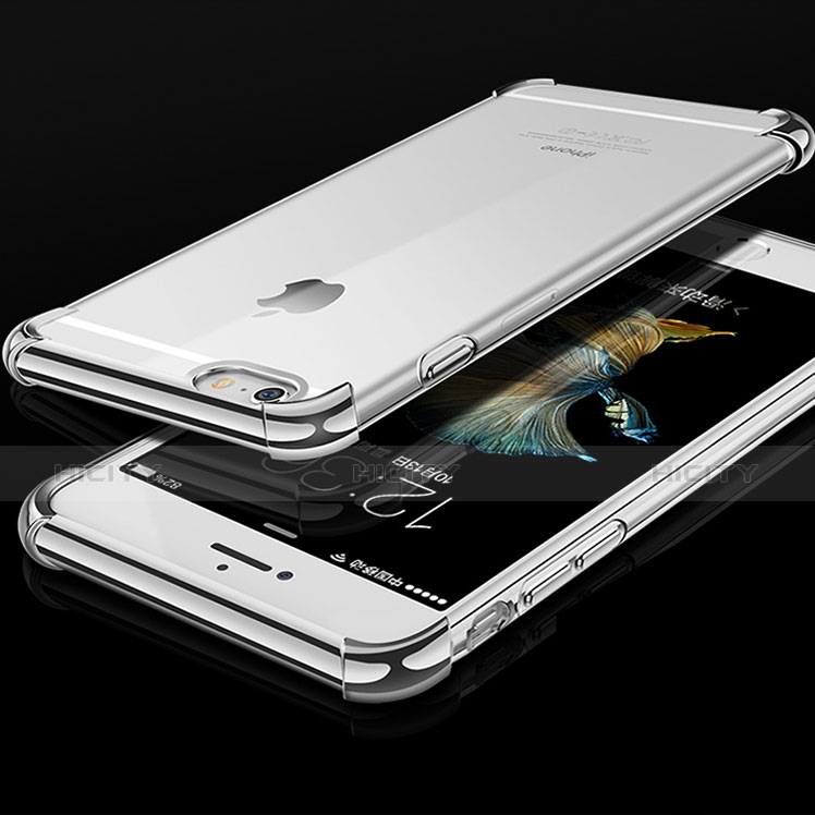 Apple iPhone 6S用極薄ソフトケース シリコンケース 耐衝撃 全面保護 クリア透明 HC01 アップル シルバー