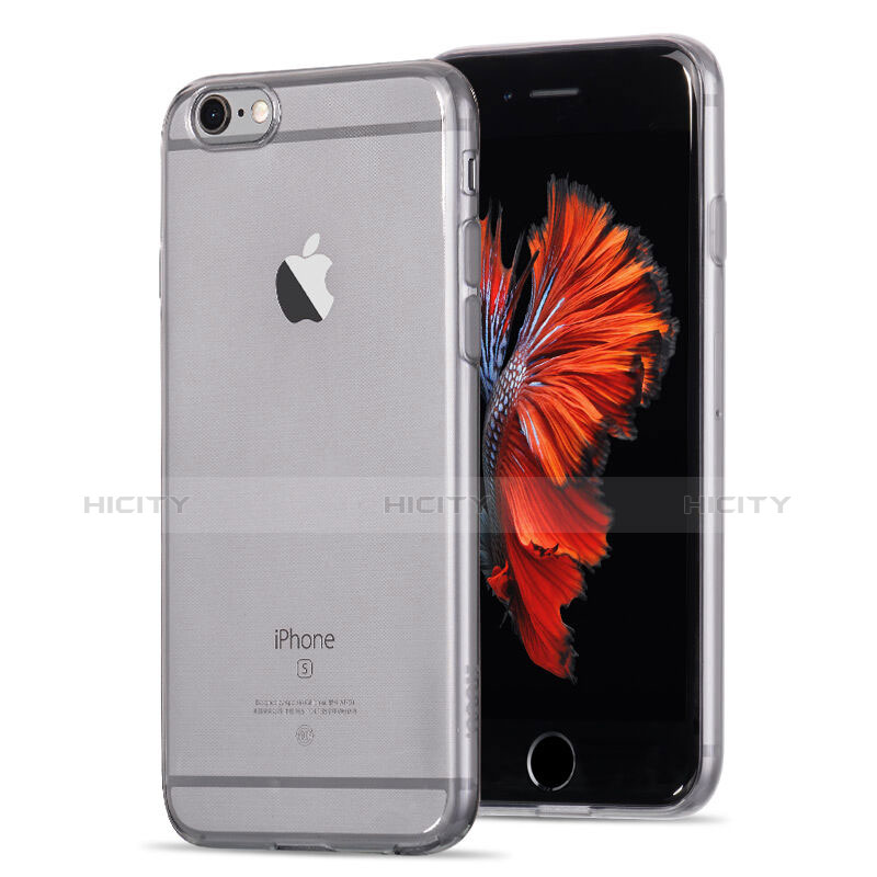 Apple iPhone 6S用極薄ソフトケース シリコンケース 耐衝撃 全面保護 クリア透明 アップル グレー