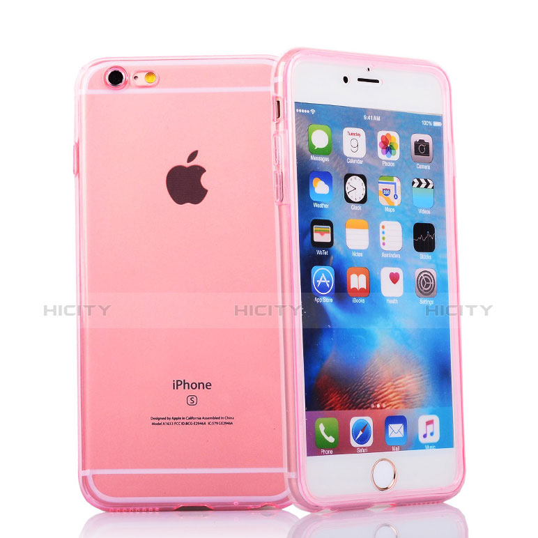 Apple iPhone 6S用ソフトケース フルカバー クリア透明 アップル ピンク