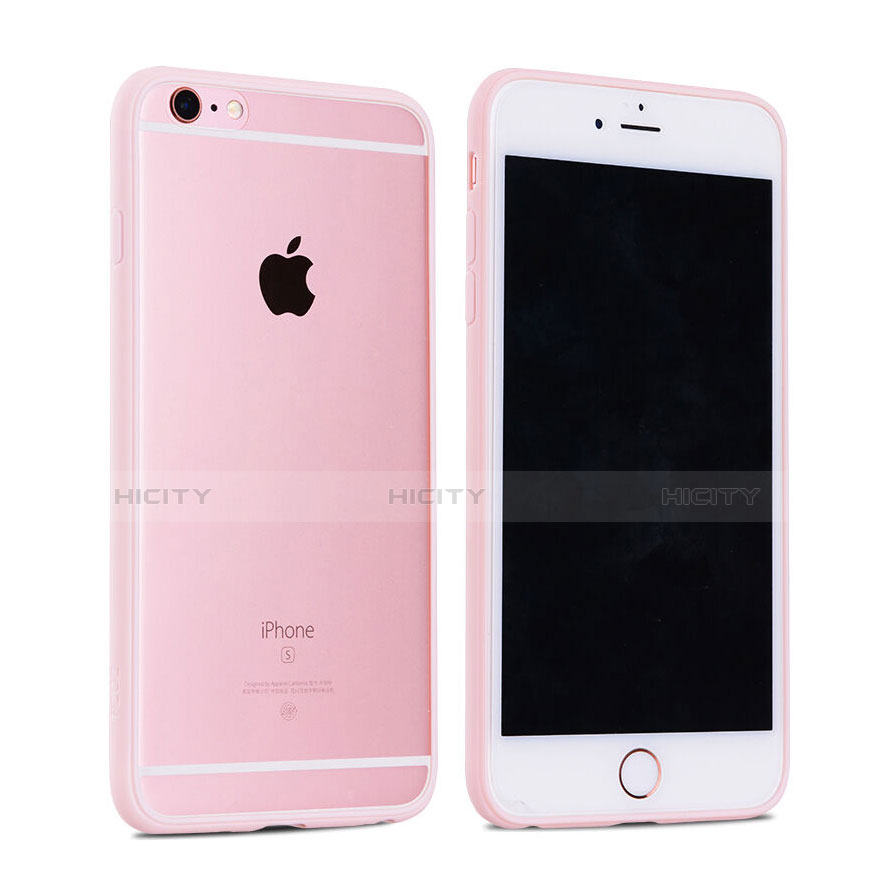 Apple iPhone 6S用ハイブリットバンパーケース クリア透明 プラスチック アップル ピンク