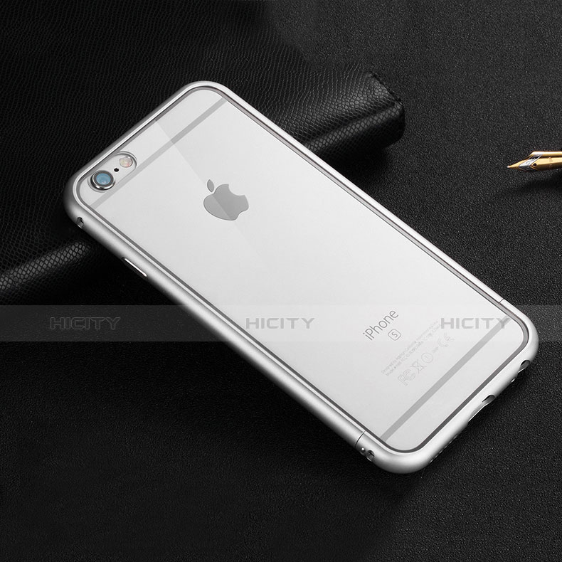 Apple iPhone 6S用ケース 高級感 手触り良い アルミメタル 製の金属製 バンパー アップル シルバー