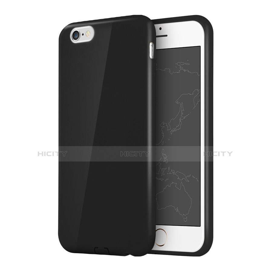 Apple iPhone 6S用シリコンケース ソフトタッチラバー アップル ブラック