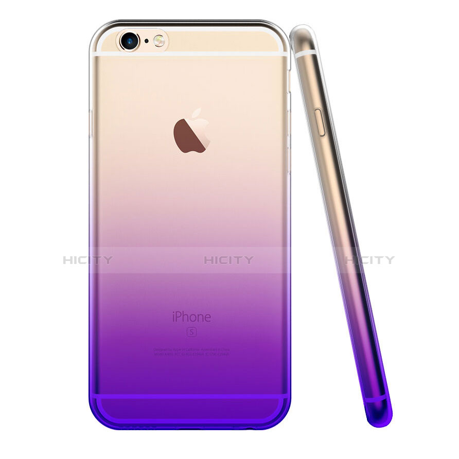 Apple iPhone 6S用極薄ソフトケース グラデーション 勾配色 クリア透明 Z01 アップル パープル