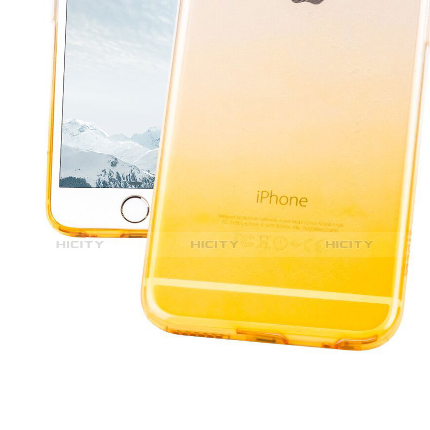 Apple iPhone 6S用極薄ソフトケース グラデーション 勾配色 クリア透明 Z01 アップル イエロー