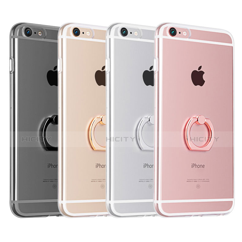 Apple iPhone 6S用極薄ソフトケース シリコンケース 耐衝撃 全面保護 クリア透明 アンド指輪 S01 アップル 