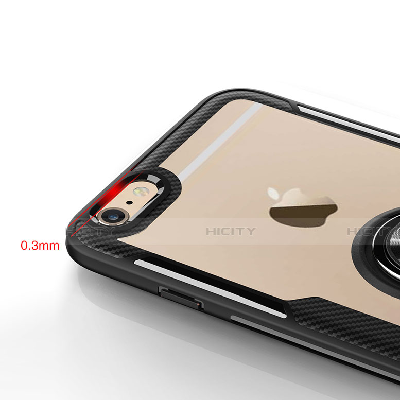 Apple iPhone 6S用極薄ソフトケース シリコンケース 耐衝撃 全面保護 クリア透明 アンド指輪 R01 アップル 