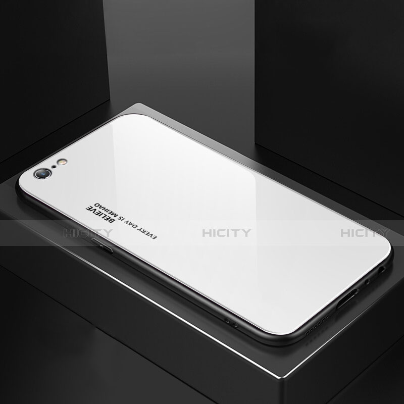 Apple iPhone 6S Plus用ハイブリットバンパーケース プラスチック 鏡面 虹 グラデーション 勾配色 カバー アップル ホワイト