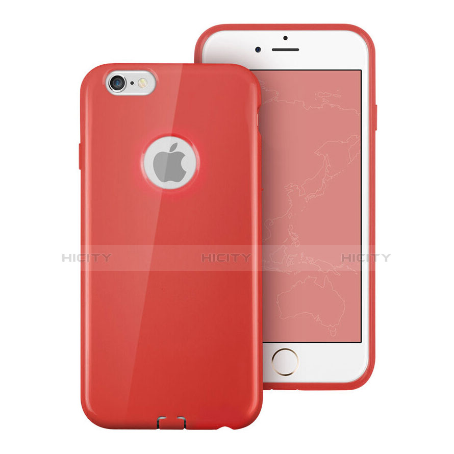 Apple iPhone 6S Plus用シリコンケース ソフトタッチラバー ロゴを表示します アップル レッド