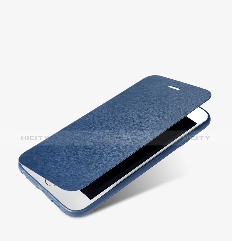 Apple iPhone 6S Plus用手帳型 レザーケース スタンド アップル ネイビー