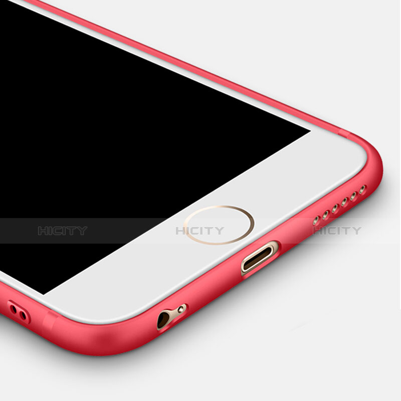 Apple iPhone 6S Plus用極薄ソフトケース シリコンケース 耐衝撃 全面保護 アンド指輪 アップル レッド
