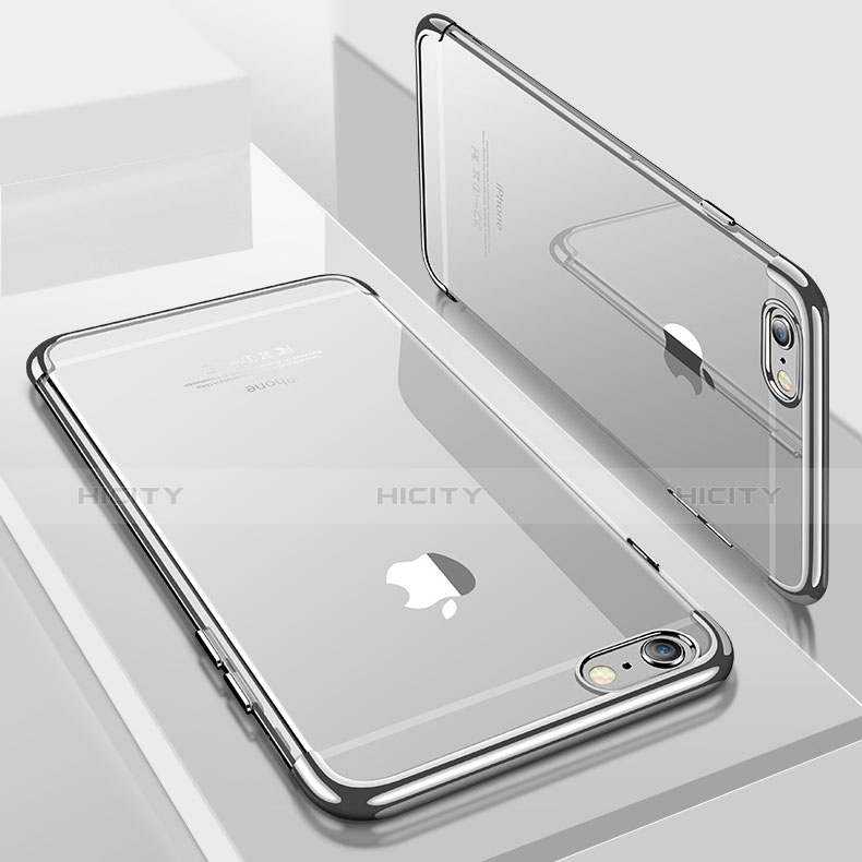 Apple iPhone 7用極薄ソフトケース シリコンケース 耐衝撃 全面保護 クリア透明 H04 アップル シルバー