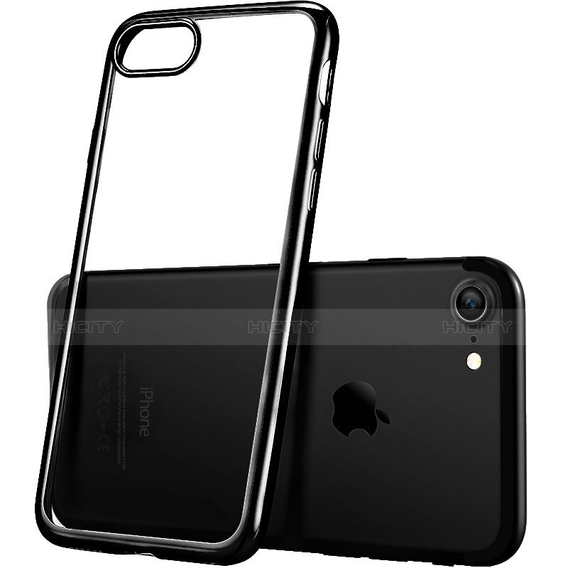 Apple iPhone 7用極薄ソフトケース シリコンケース 耐衝撃 全面保護 クリア透明 H07 アップル ブラック
