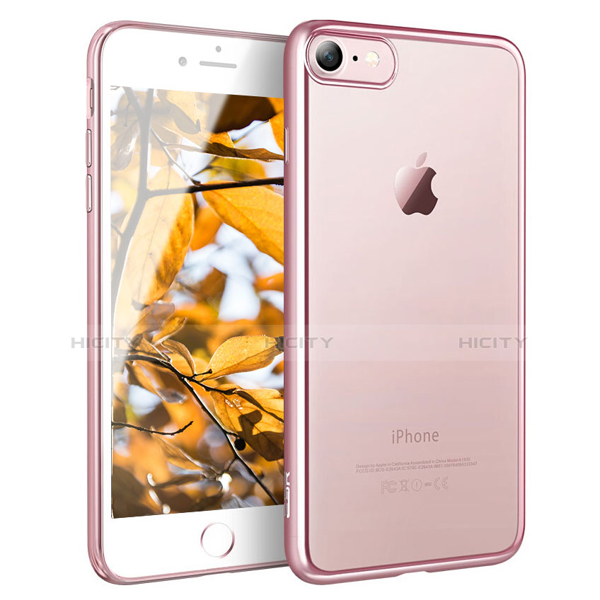 Apple iPhone 7用極薄ソフトケース シリコンケース 耐衝撃 全面保護 クリア透明 H11 アップル ローズゴールド