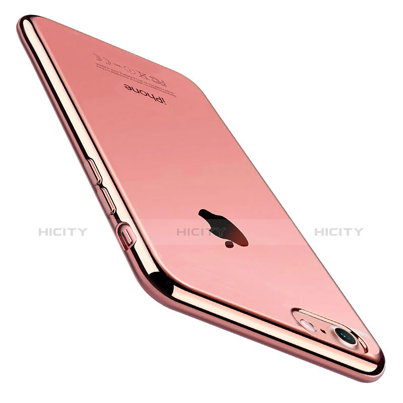 Apple iPhone 7用極薄ソフトケース シリコンケース 耐衝撃 全面保護 クリア透明 C01 アップル ローズゴールド